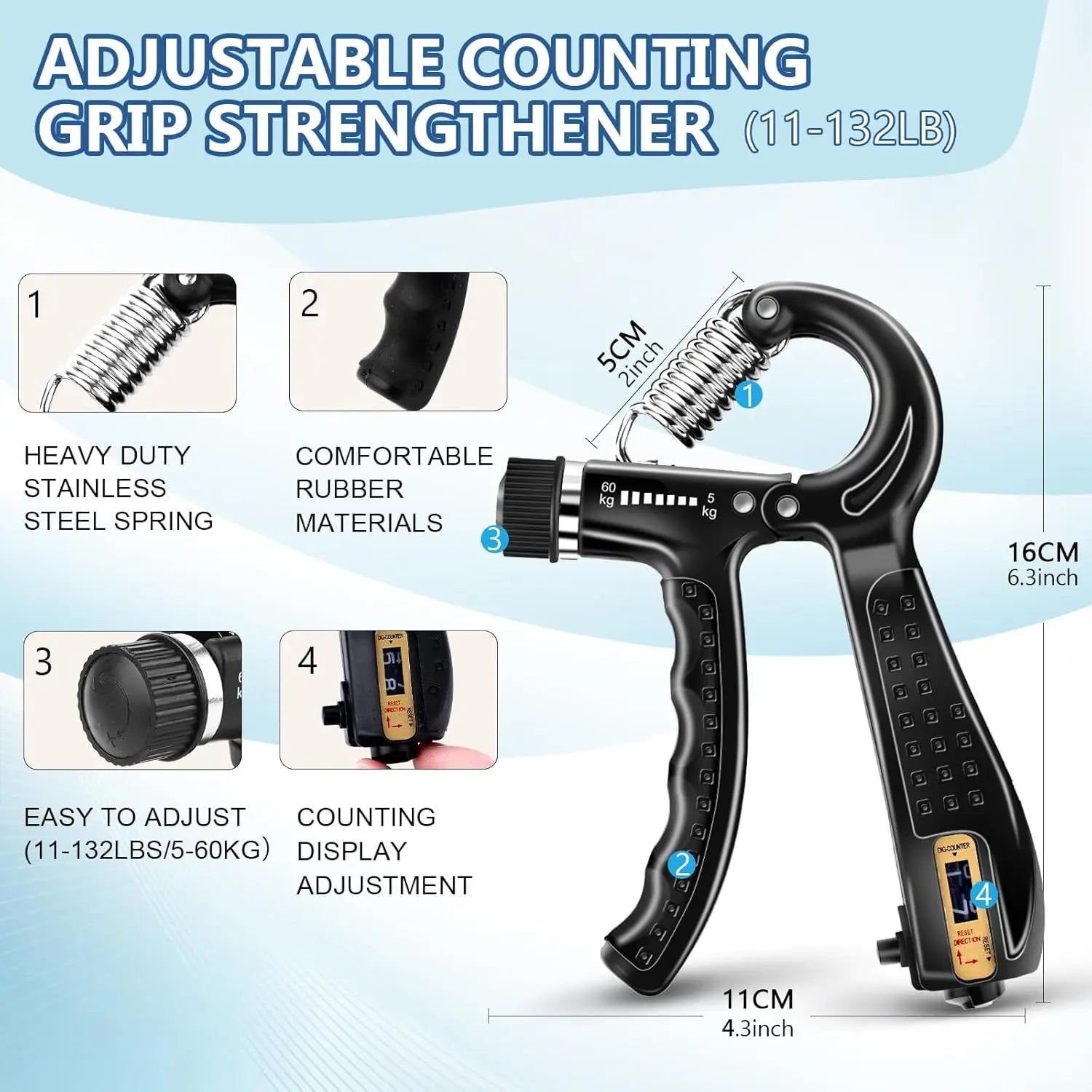 GripPower Adjustable Hand Strength Trainer Kit